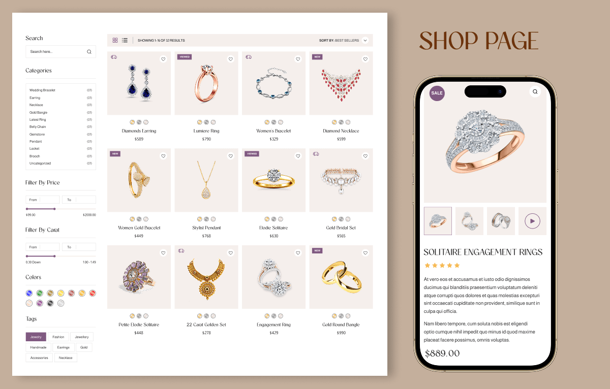 Jewellery Ecommerce Website Template Luxury UI