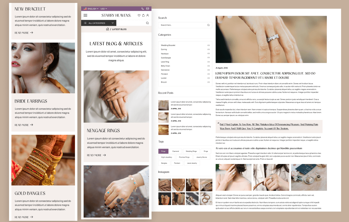 Jewellery Ecommerce Website Template Luxury UI